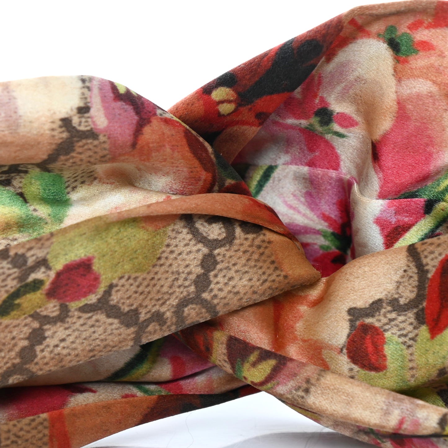 Silk Monogram Blooms Print Headband Antique Rose
