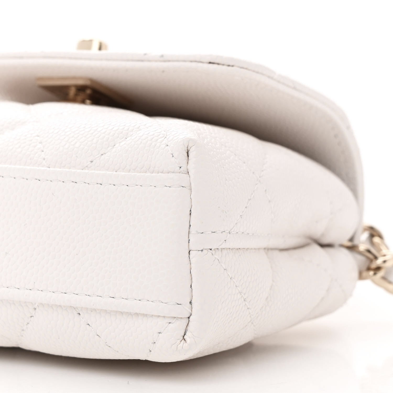 Chanel Caviar Quilted Nano Coco Handle Clutch With Chain White 9 of 10