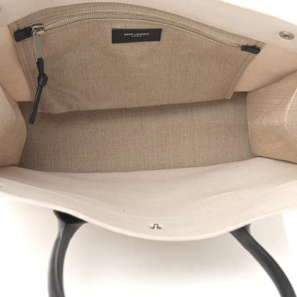 Saint Laurent Linen Calfskin Small Rive Gauche Tote Greggio Natural 5 of 12