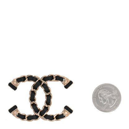 Chanel Lambskin Chain CC Brooch Black Gold 2 of 5