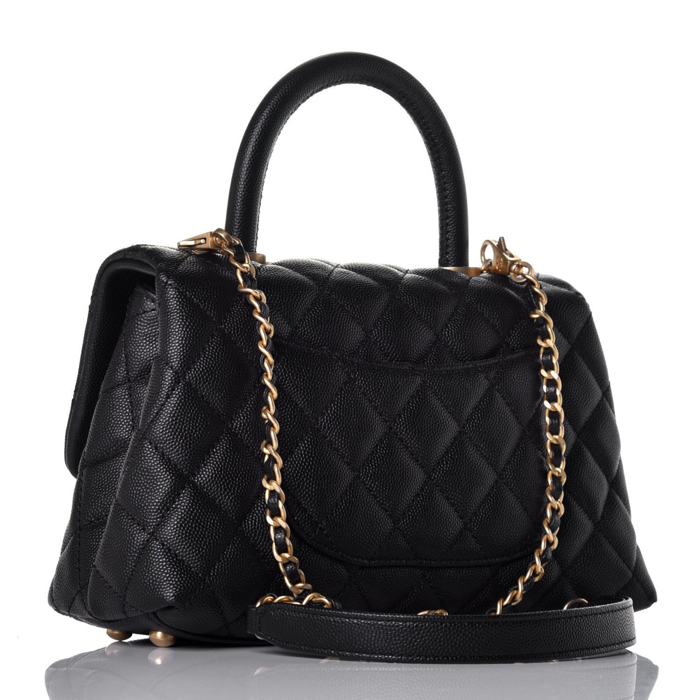 Caviar Quilted Mini Coco Handle Flap Black