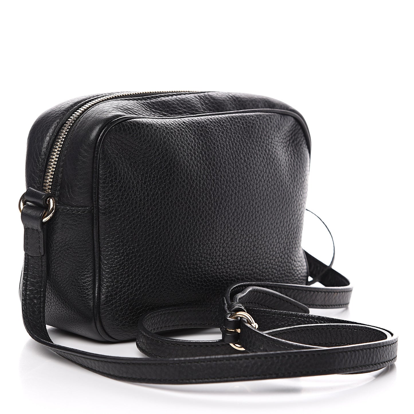 Pebbled Calfskin Small Soho Disco Bag Black
