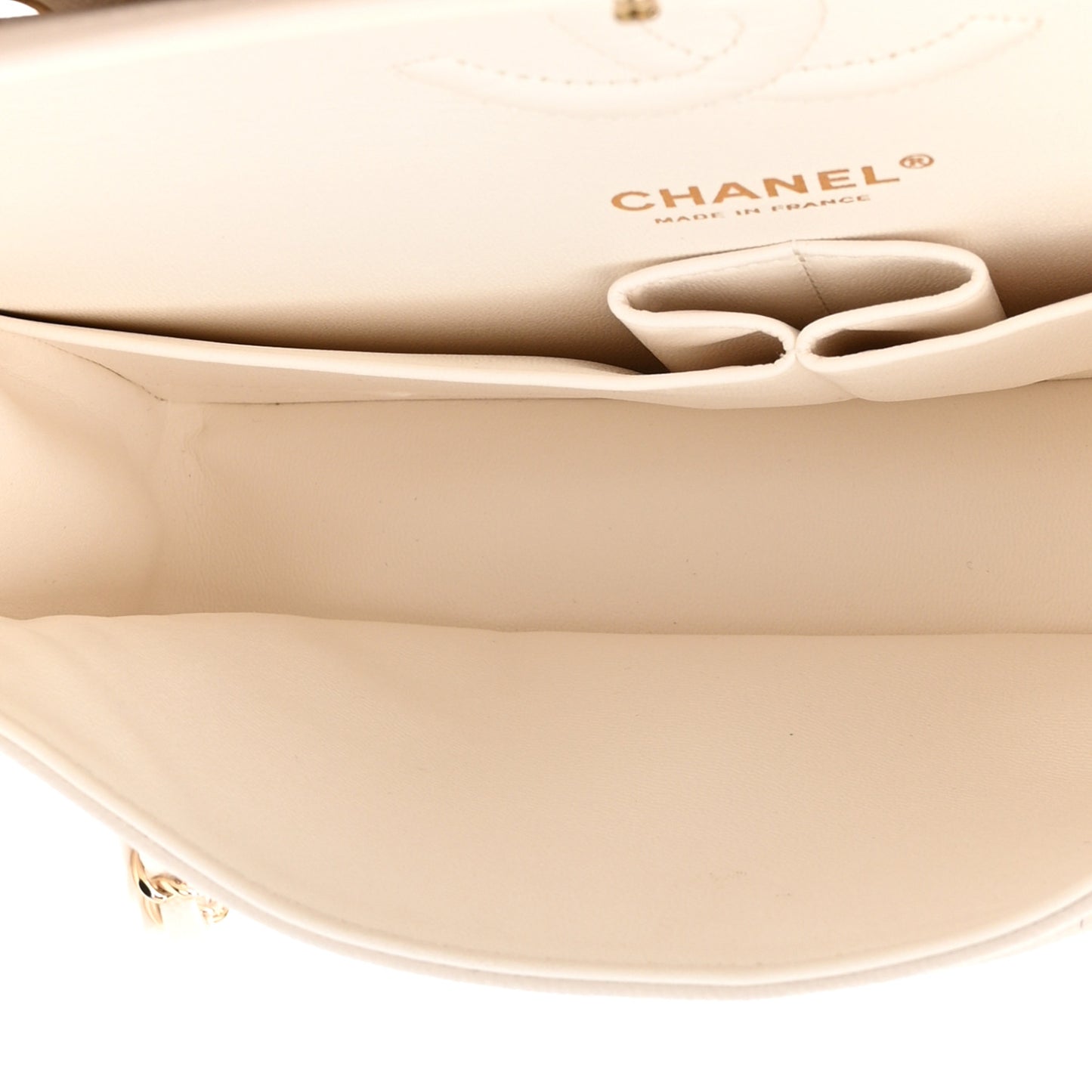 Caviar Quilted Medium Double Flap White