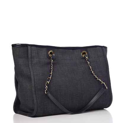 Chanel Denim Small Deauville Tote Dark Blue 3 of 10