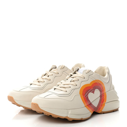 Gucci Calfskin Interlocking G Heart Rhyton Sneakers 36 Mystic White 3 of 12