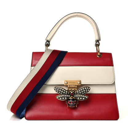 Gucci Calfskin Sylvie Web Small Queen Margaret Top Handle Bag Hibiscus Red Mystic White 1 of 8