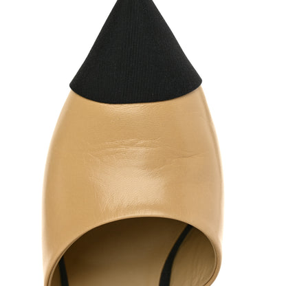 Chanel Lambskin Grosgrain Cap Toe Pearl Mule 39.5 Beige Black 12 of 12