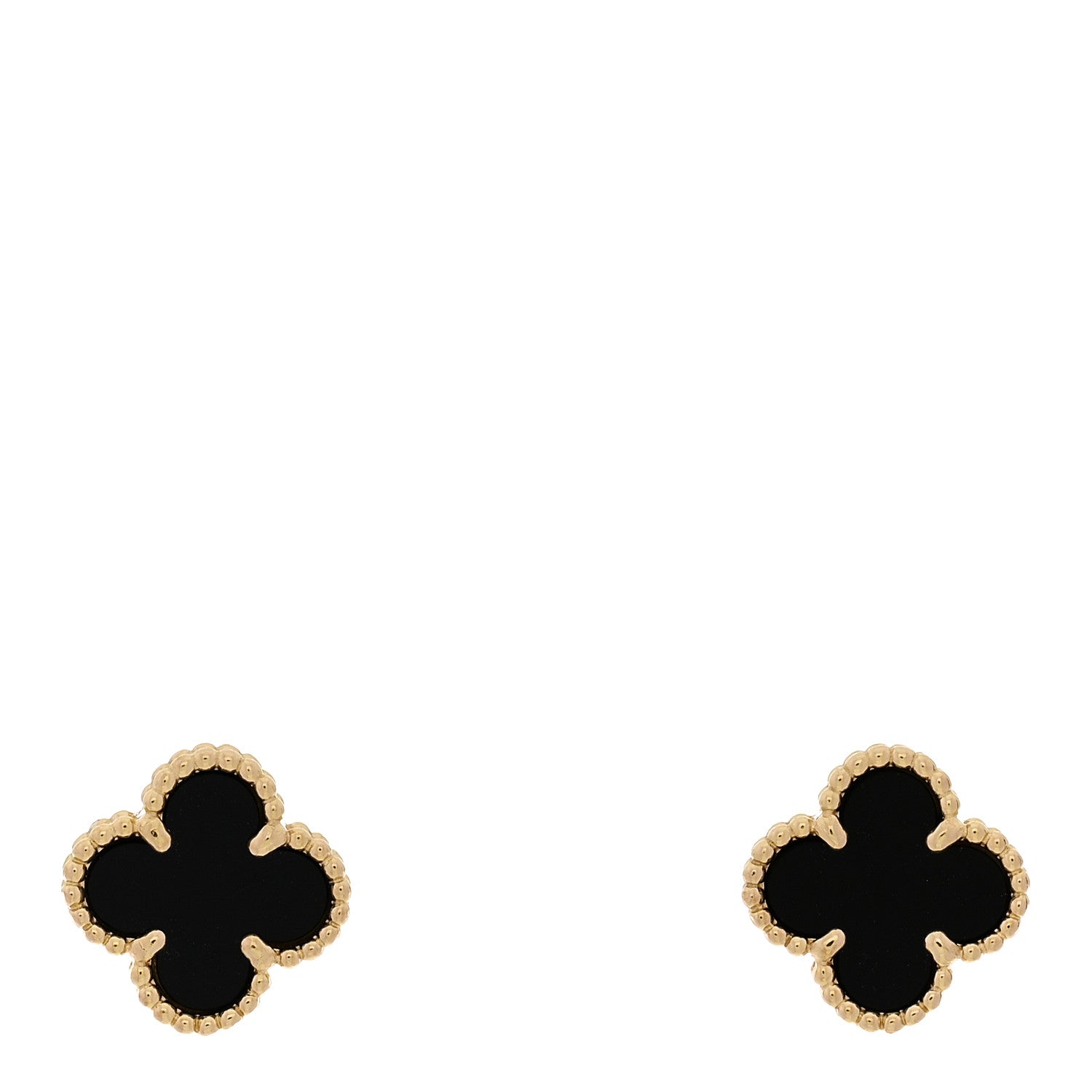 Van Cleef & Arpels 18K Yellow Gold Black Onyx Sweet Alhambra Earrings 1 of 5
