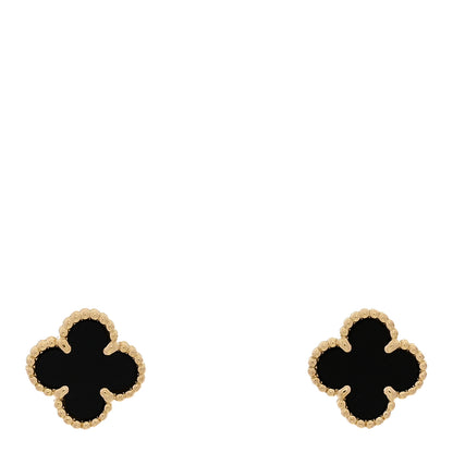 Van Cleef & Arpels 18K Yellow Gold Black Onyx Sweet Alhambra Earrings 1 of 5