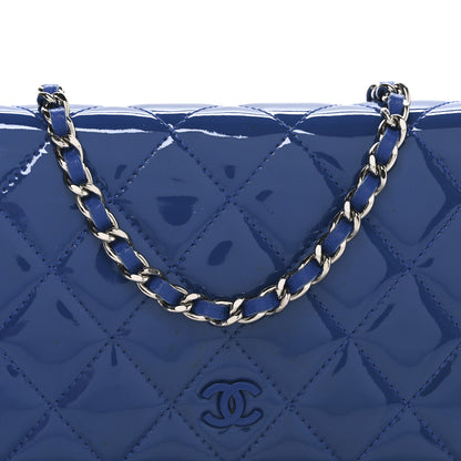 Chanel Patent Calfskin Quilted Wallet On Chain WOC Dark Blue 9 of 11