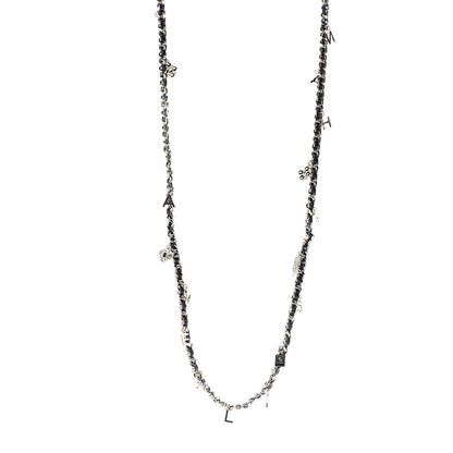 Chanel Glazed Calfskin Crystal Charm Necklace Black Gold 1 of 5