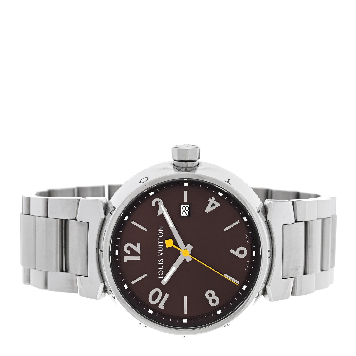 Louis Vuitton Stainless Steel 39mm Tambour Quartz Watch Brown 2 of 4