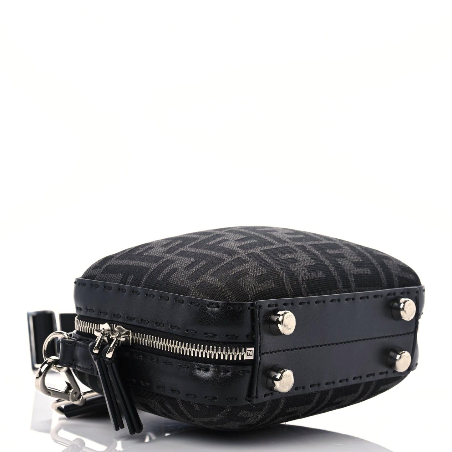 Recycled Fabric Jacquard Vitello Astro FF 1974 Mini Suitcase Bag Asfalto Black