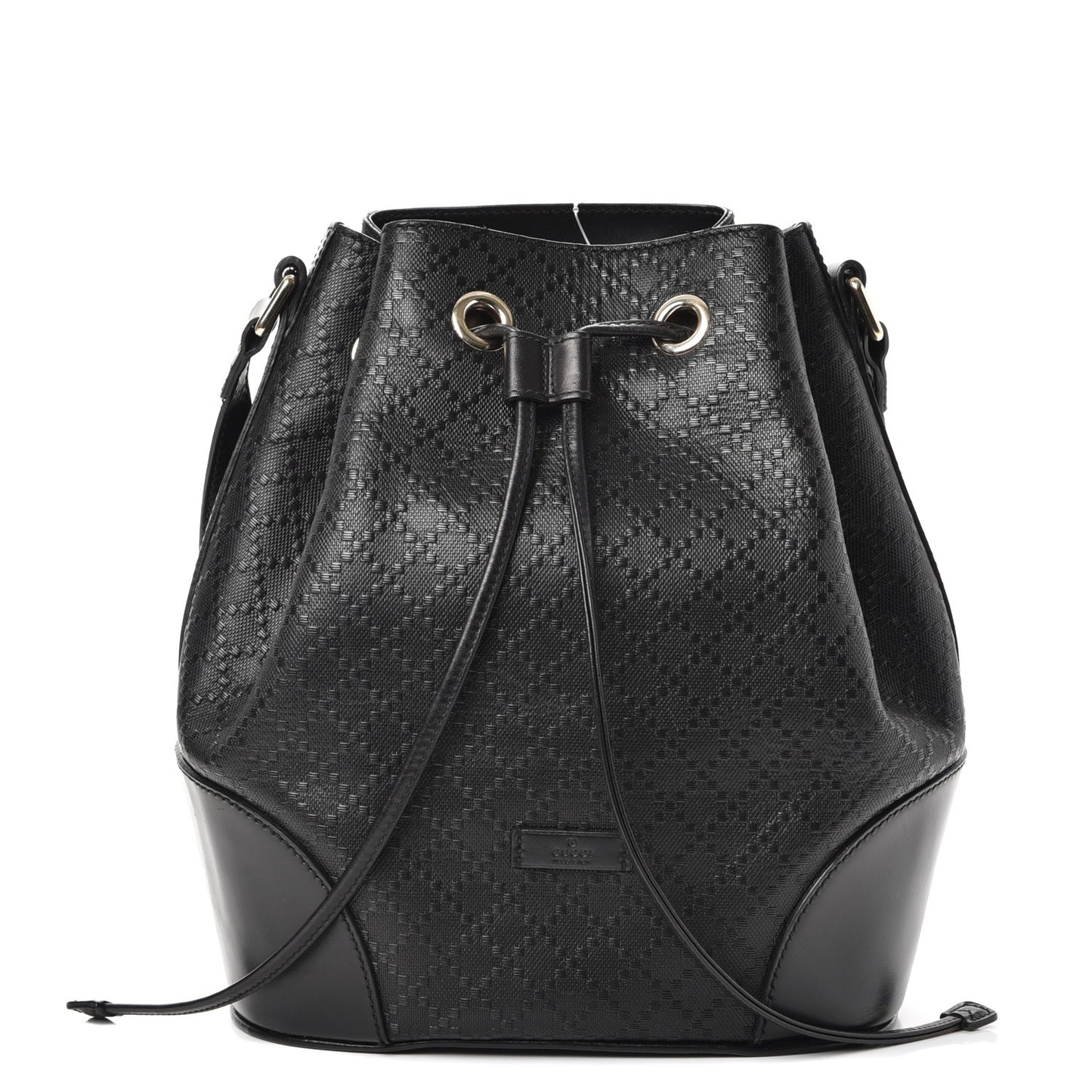 Bright Diamante Medium Bucket Bag Black