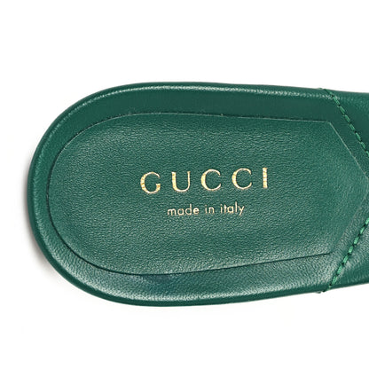 Gucci Nappa Matelasse GG Marmont 75mm Slide Sandals 36 Emerald 8 of 10