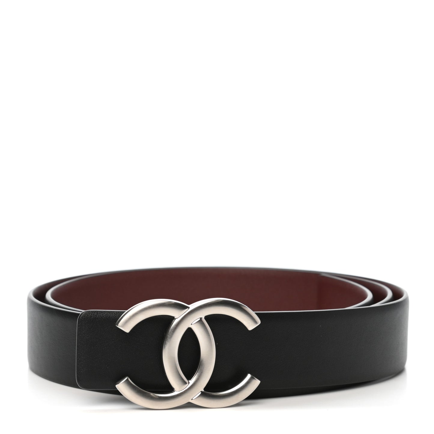Calfskin CC Reversible Belt 95 Black Burgundy