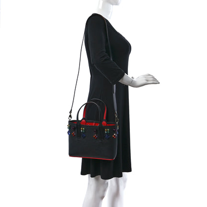 Christian Louboutin Calfskin Empire Spike Studded Mini East West Cabata Tote Black Multicolor 2 of 12