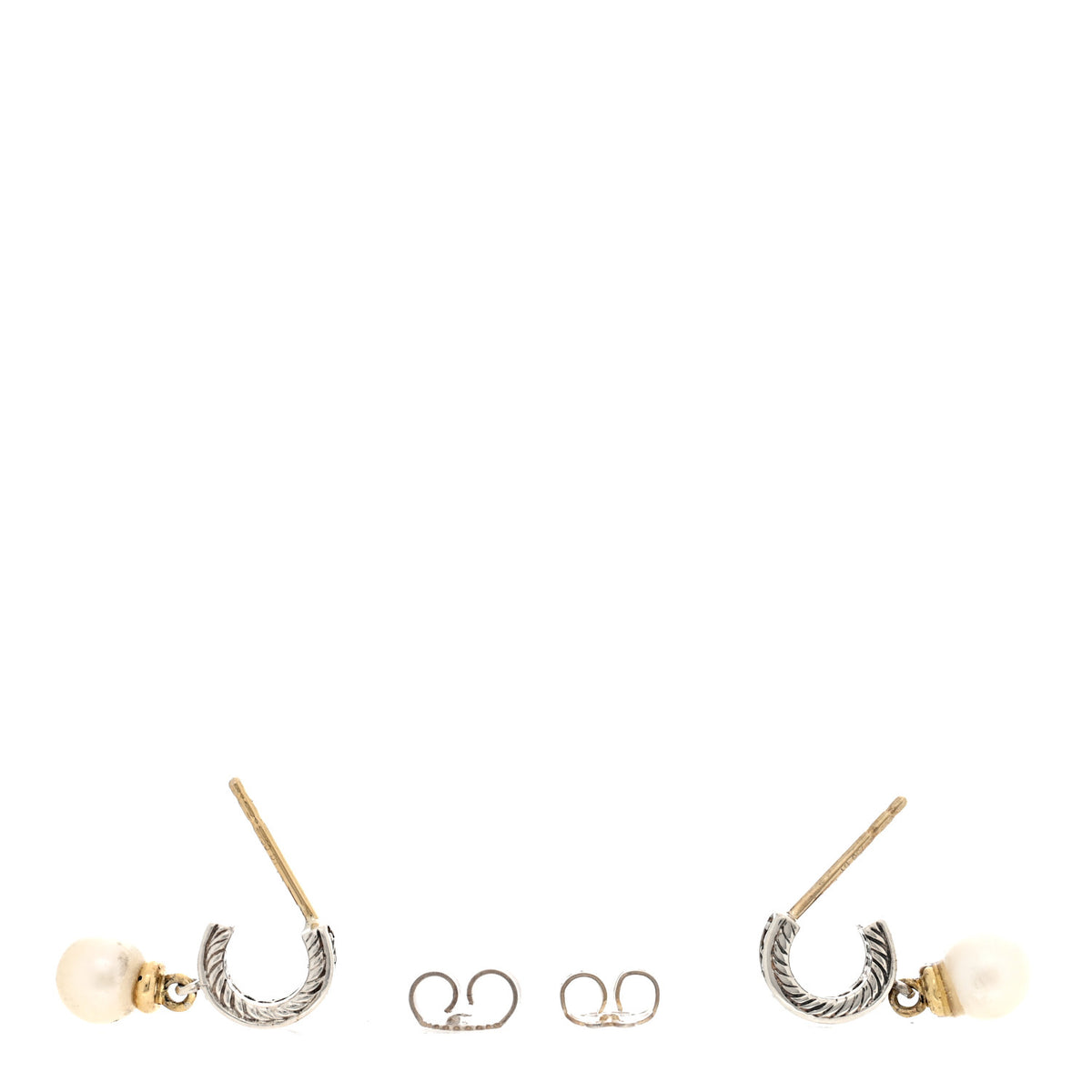 Sterling Silver Diamond Pearl Pave Drop Earrings