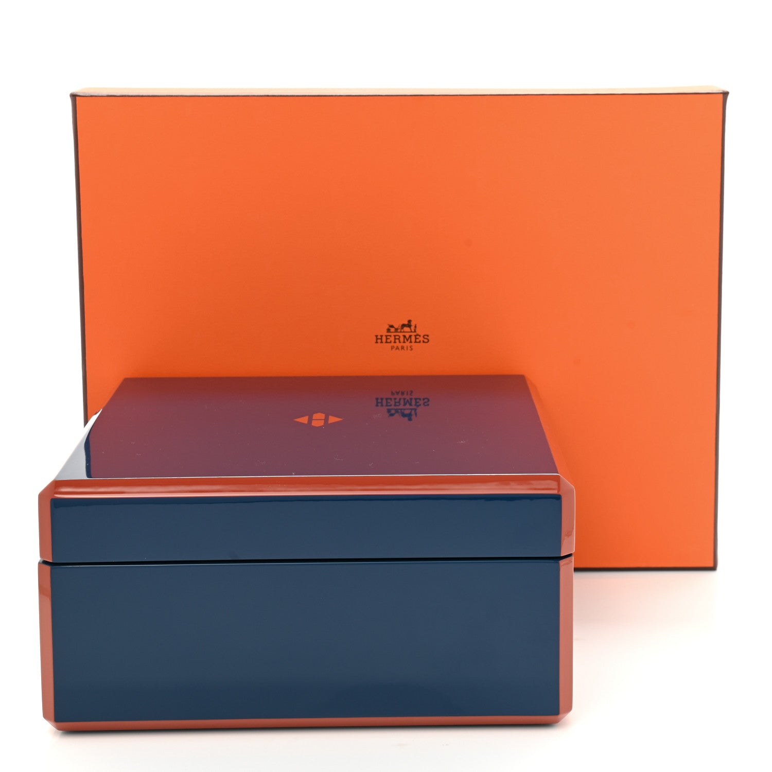 Hermes Lacquered Wood Facettes Watch Box Bleu Biarritz 8 of 8