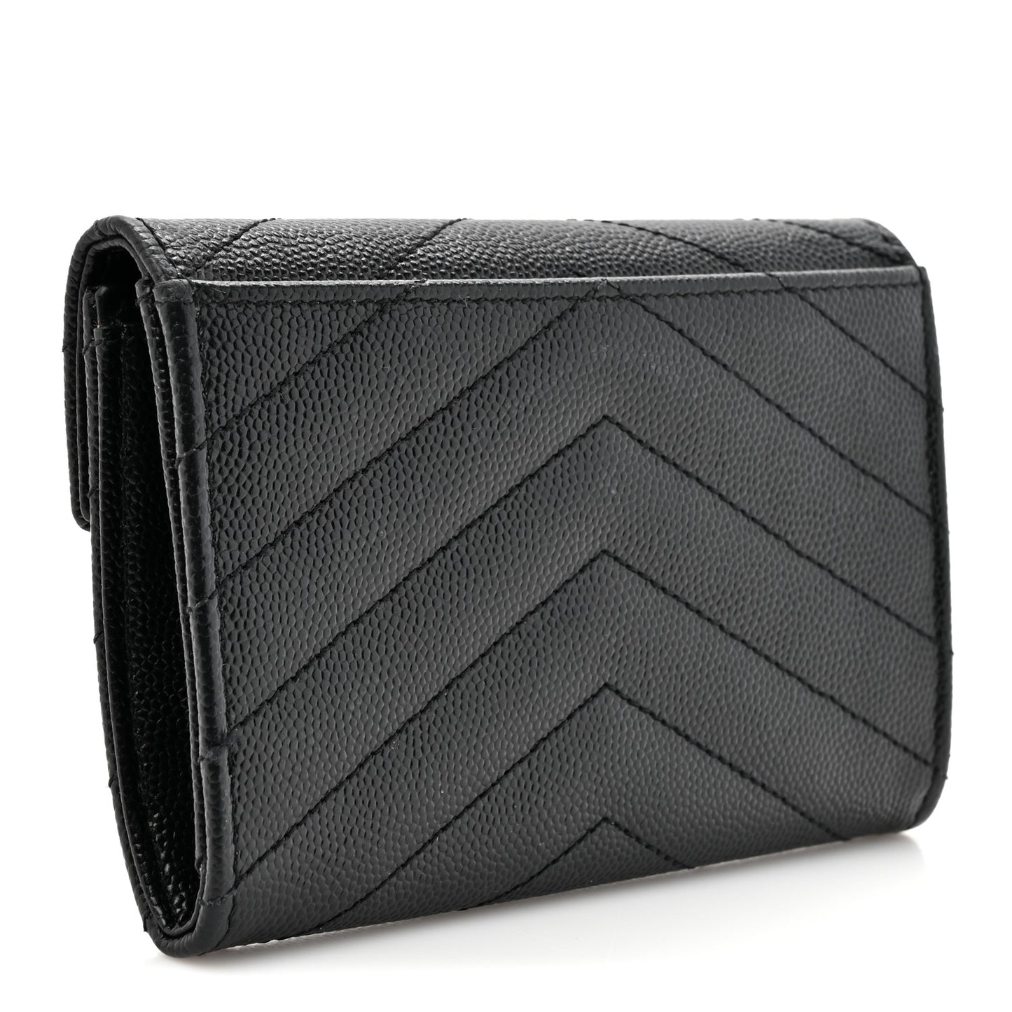 Grain De Poudre Matelasse Chevron Small Monogram Envelope Wallet Black