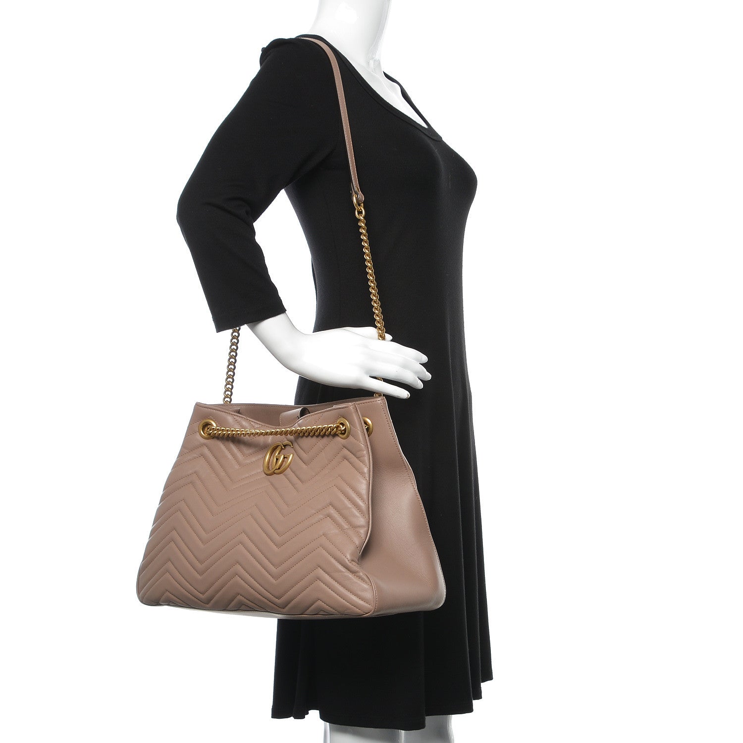 Gucci Calfskin Matelasse Medium GG Marmont Shoulder Tote Bag Porcelain Rose 2 of 12