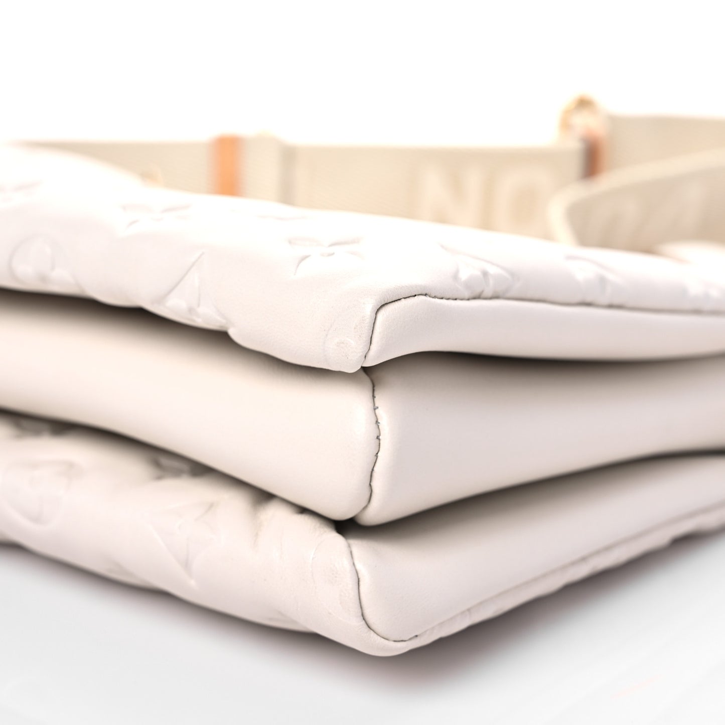 Lambskin Embossed Monogram Coussin PM Cream