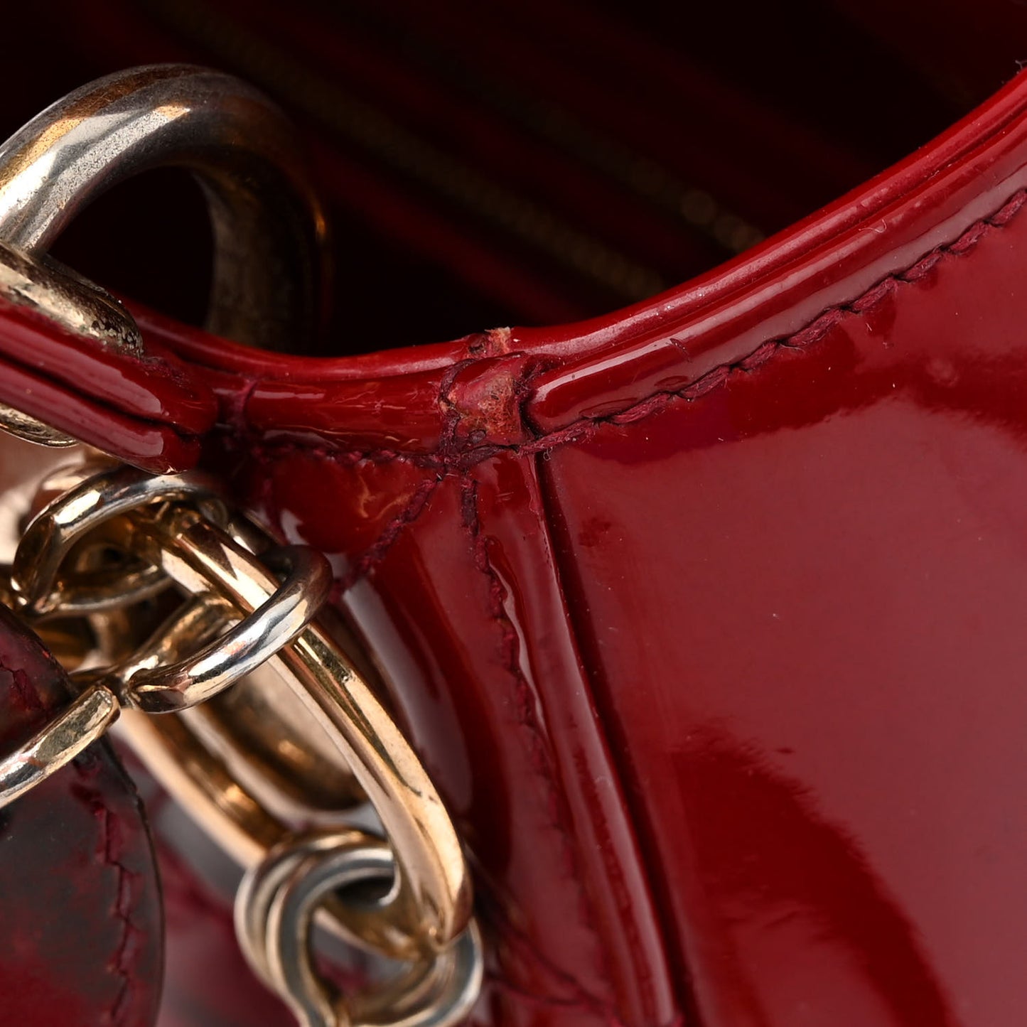 Patent Cannage Mini Lady Dior Red