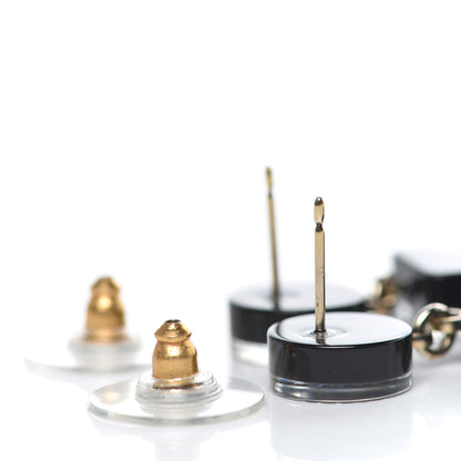 Chanel Resin Strass Perfume Bottle CC Earrings Black Gold 3 of 5