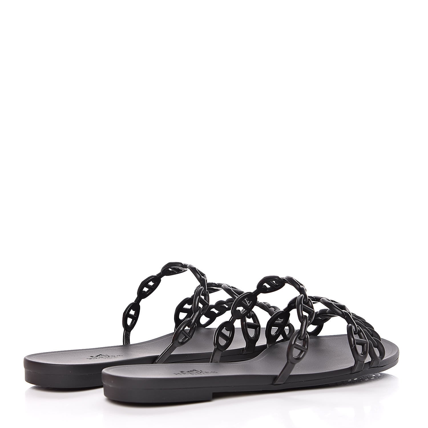 Hermes Rubber Chaine d'Ancre Rivage Sandals 35 Black 4 of 8