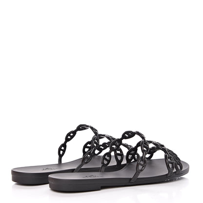 Hermes Rubber Chaine d'Ancre Rivage Sandals 35 Black 4 of 8