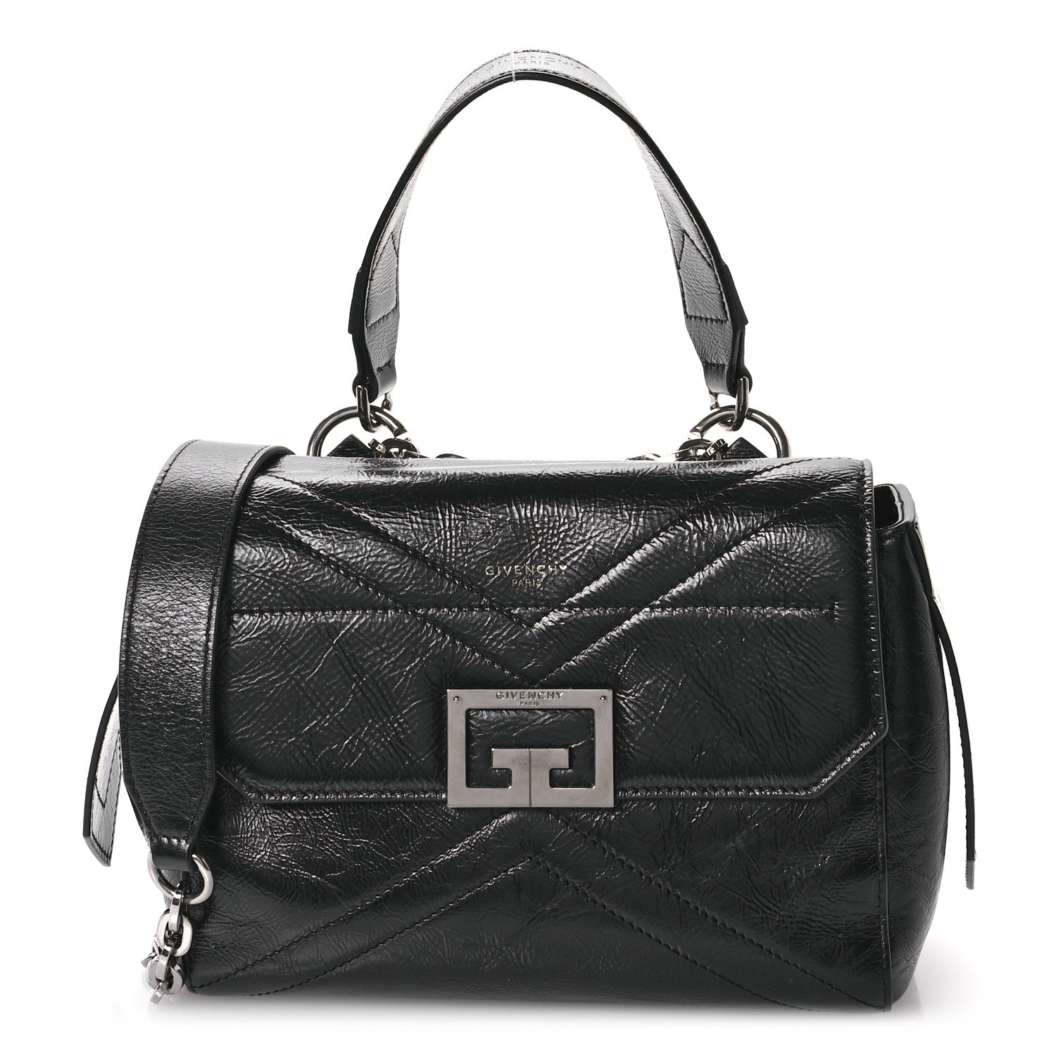 Givenchy Creased Patent Calfskin Small ID Flap Black 1 of 10