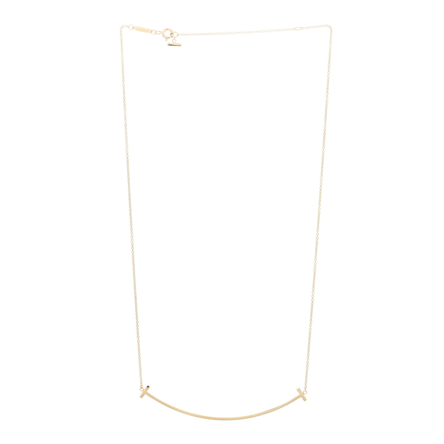 18K Yellow Gold Large T Smile Pendant Necklace