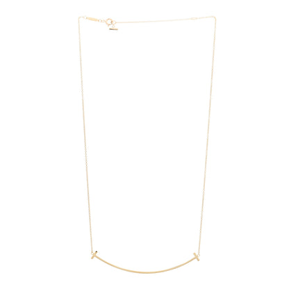 Tiffany 18K Yellow Gold Large T Smile Pendant Necklace 2 of 5