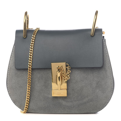 Chloe Suede Smooth Calfskin Drew Shoulder Bag Cloudy Blue 1 of 8