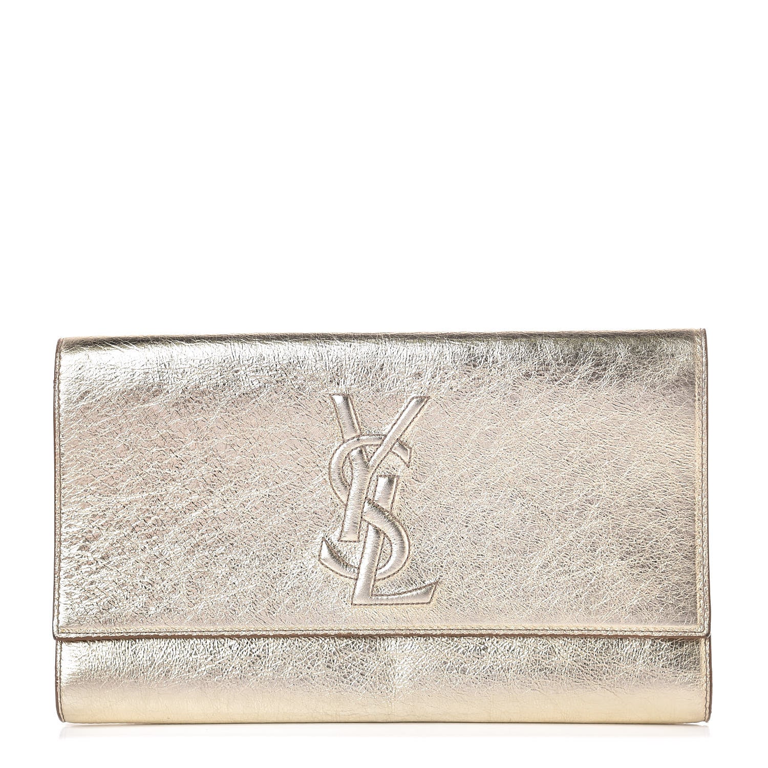 Saint Laurent Metallic Calfskin Monogram Large Belle De Jour Clutch Gold 1 of 6