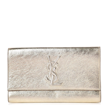 Saint Laurent Metallic Calfskin Monogram Large Belle De Jour Clutch Gold 1 of 6