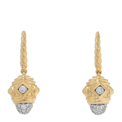 David Yurman 18K Yellow Gold Diamond Renaissance Drop Earrings 1 of 4