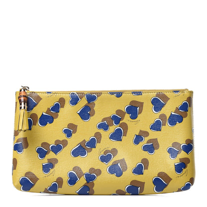 Gucci Calfskin Heartbeat Print Large Pouch Yellow Multicolor 1 of 11