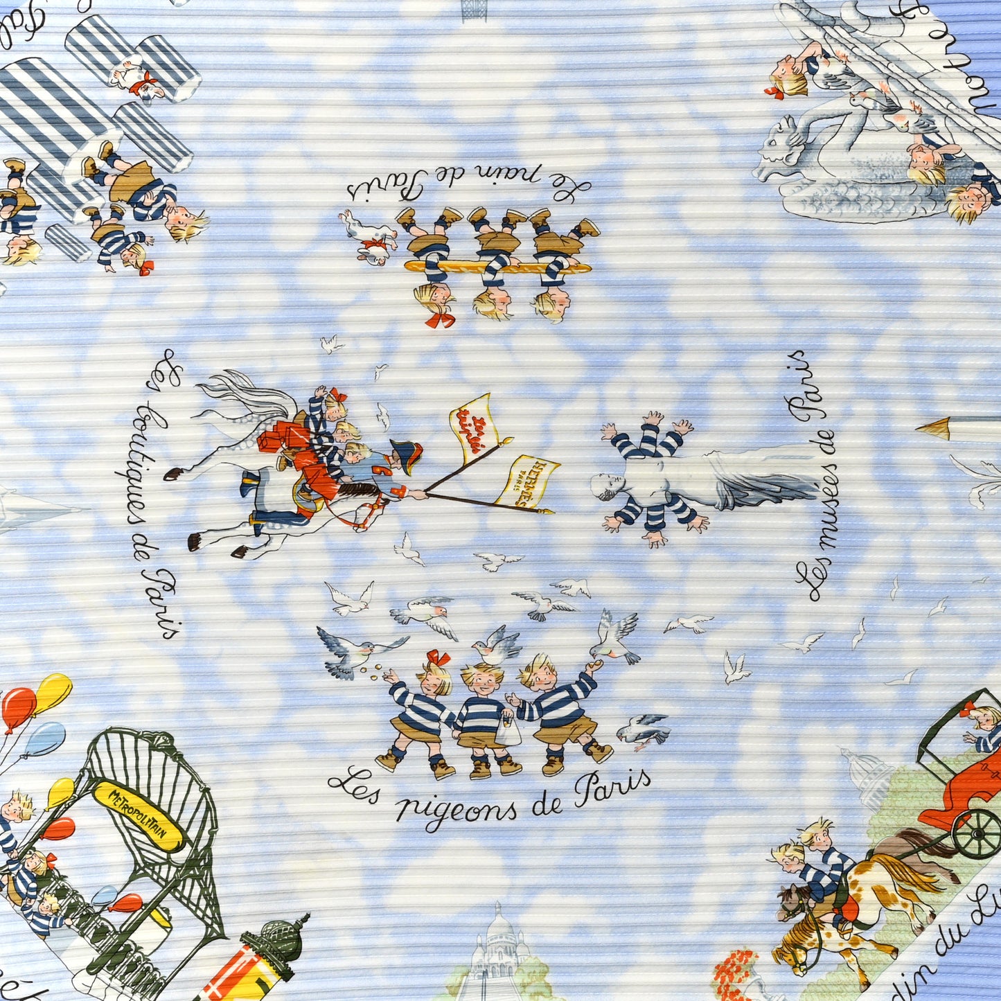 Silk Plisse Les Pigeons Scarf 90