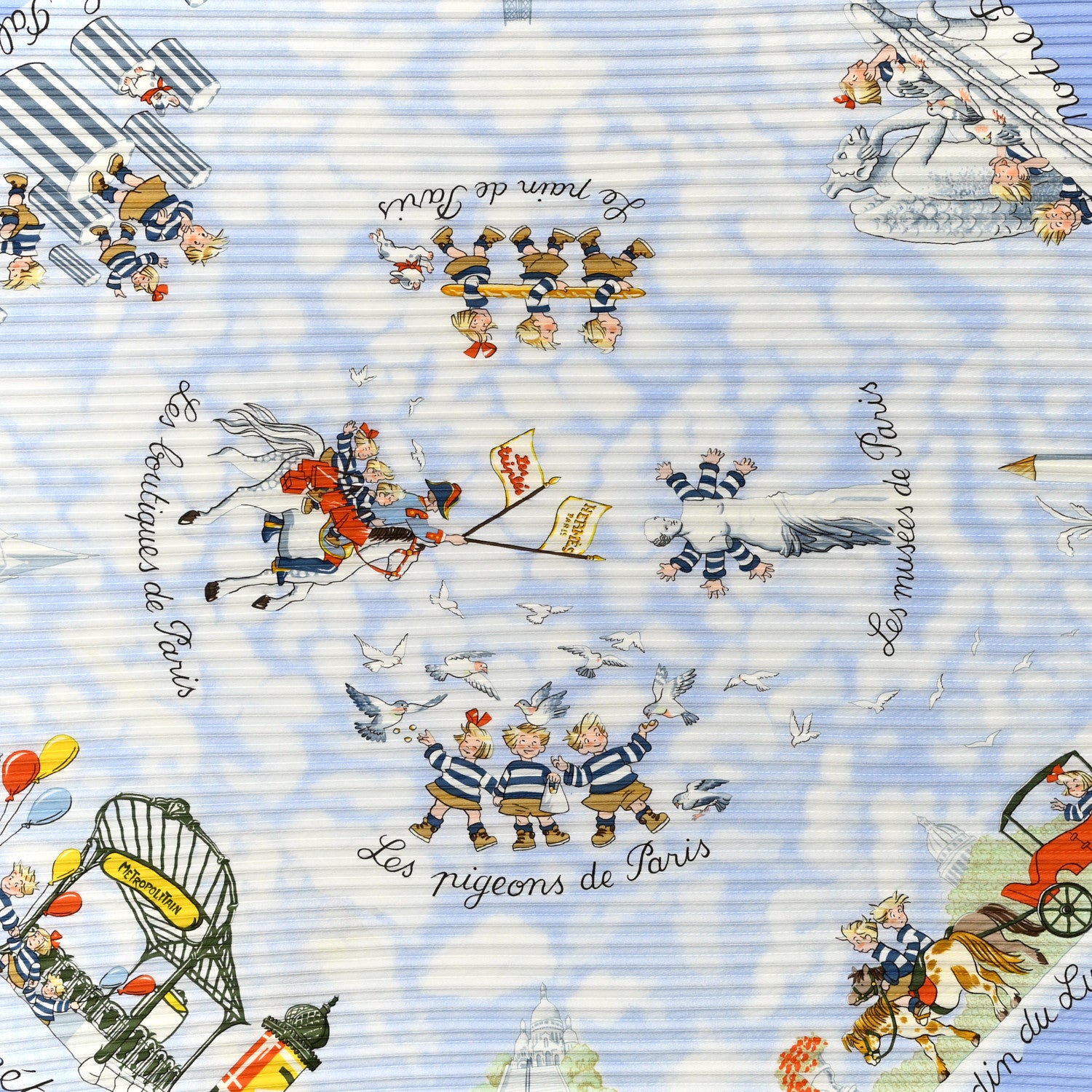 Hermes Silk Plisse Les Pigeons Scarf 90 2 of 4