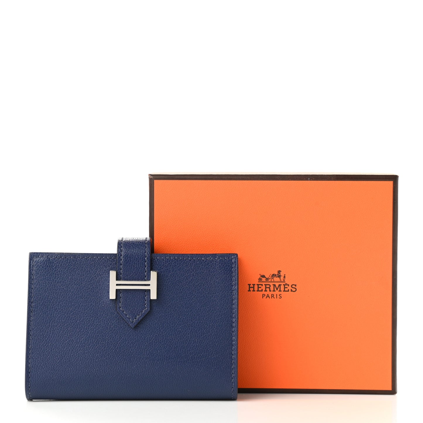 Chevre Mysore Bearn Card Holder Wallet Bleu Encre