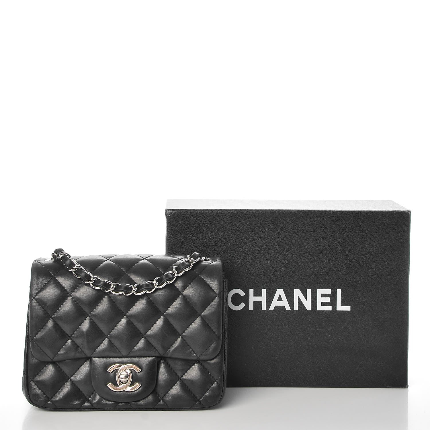 Chanel Lambskin Quilted Mini Square Flap Black 8 of 8