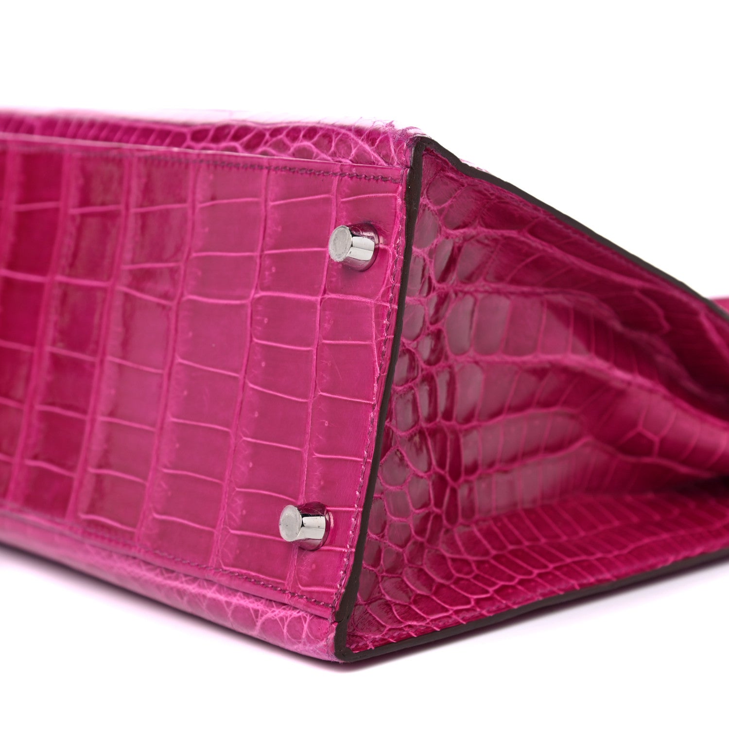 Hermes Shiny Niloticus Crocodile Kelly Sellier 32 Rose Scheherazade 9 of 27