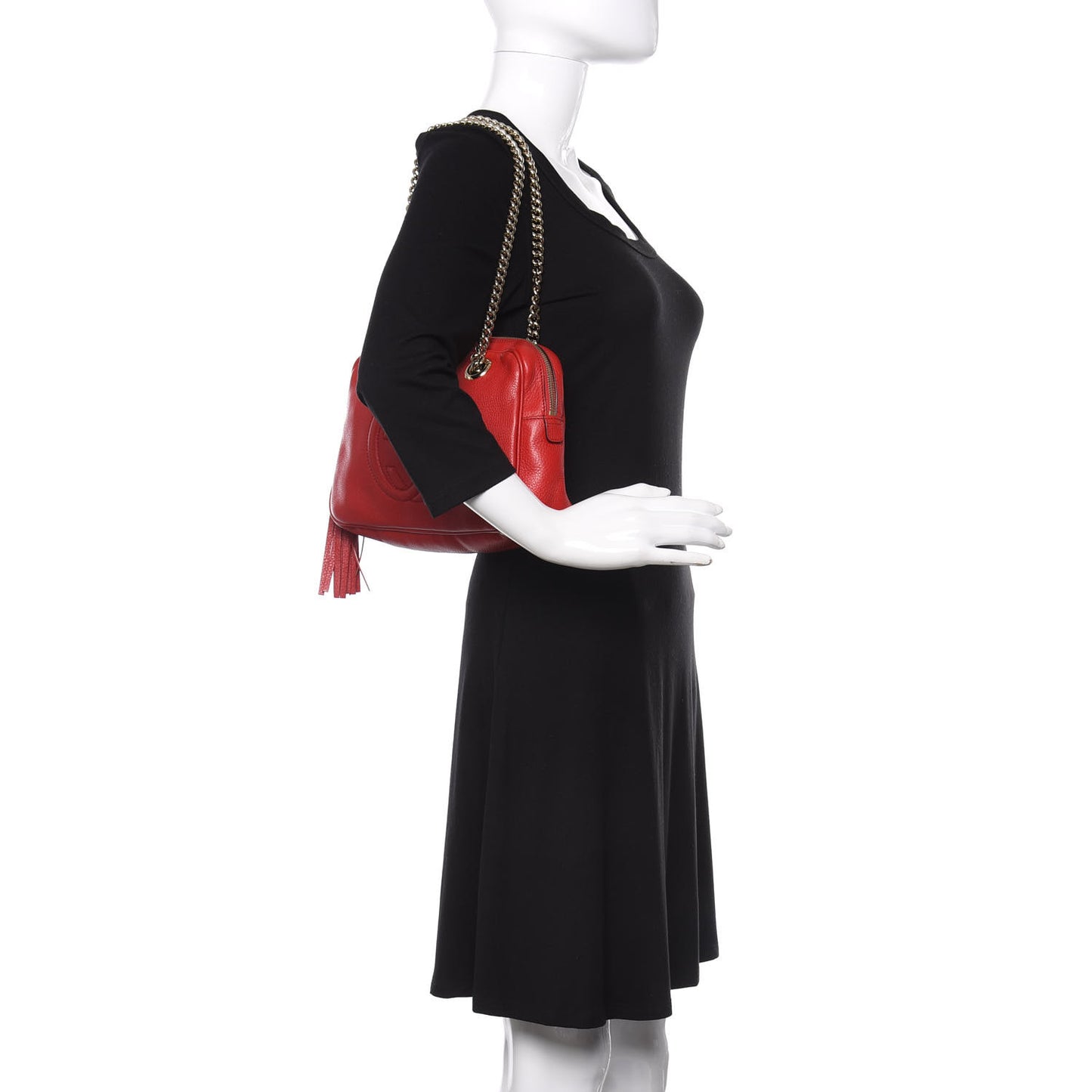 Pebbled Calfskin Small Soho Bowler Red