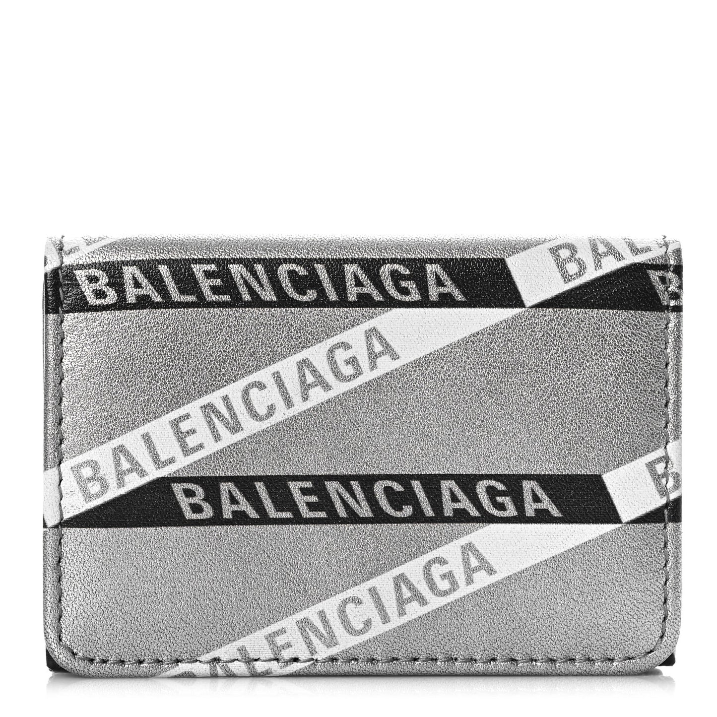 Metallic Calfskin Losange Monogram Mini Everyday Wallet Silver Black White