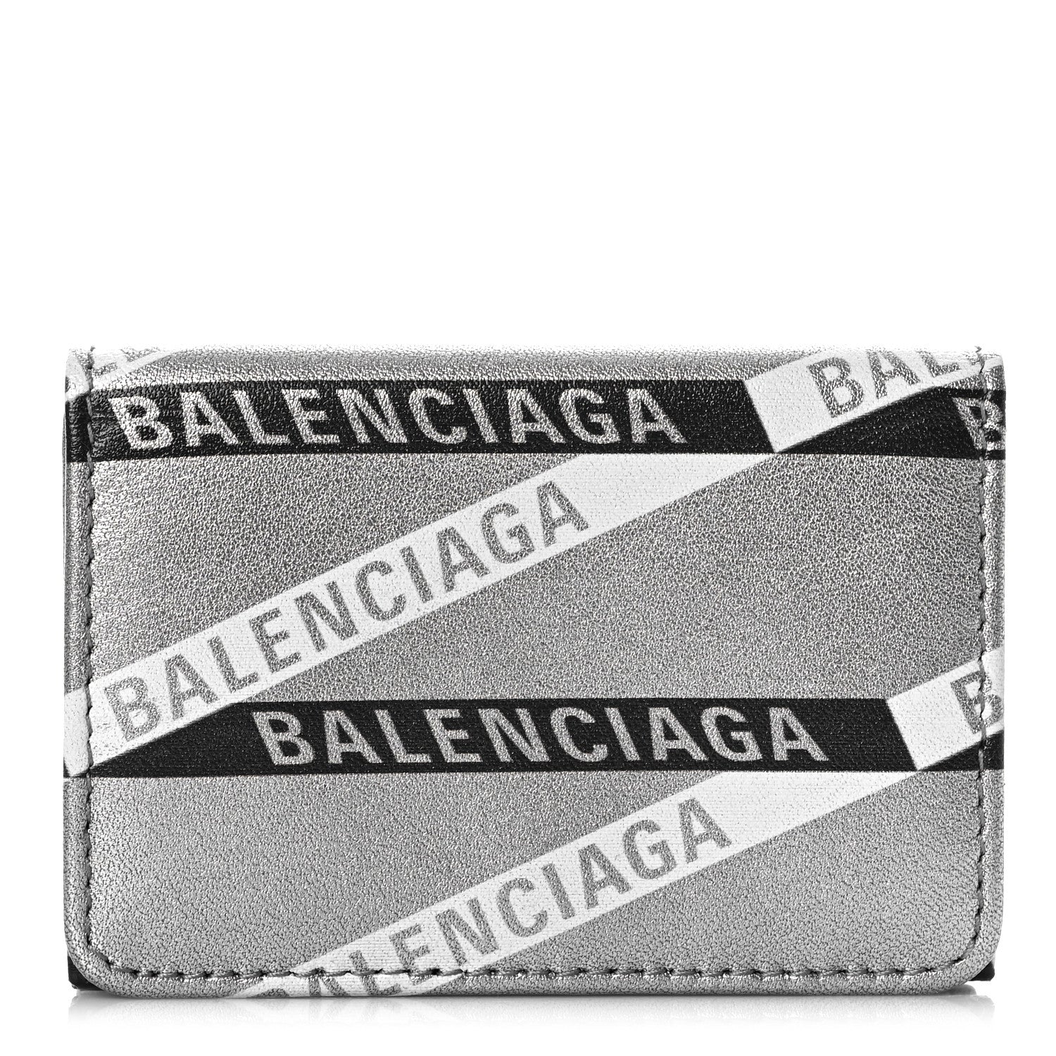 Balenciaga Metallic Calfskin Losange Monogram Mini Everyday Wallet Silver Black White 1 of 9