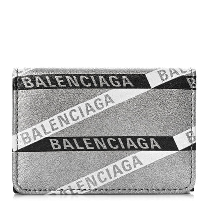 Balenciaga Metallic Calfskin Losange Monogram Mini Everyday Wallet Silver Black White 1 of 9