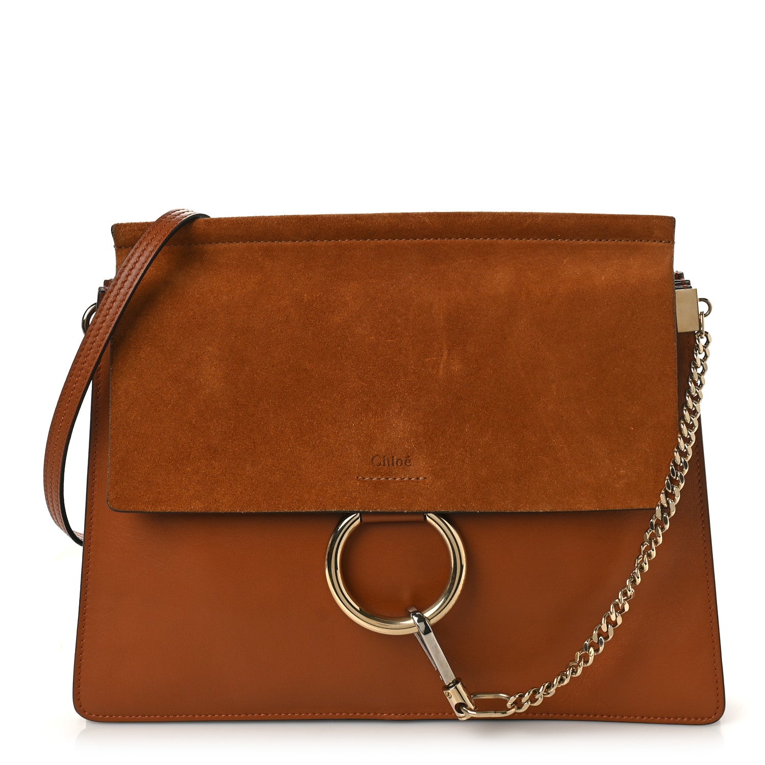 Chloe Suede Calfskin Medium Faye Shoulder Bag Caramel 1 of 9