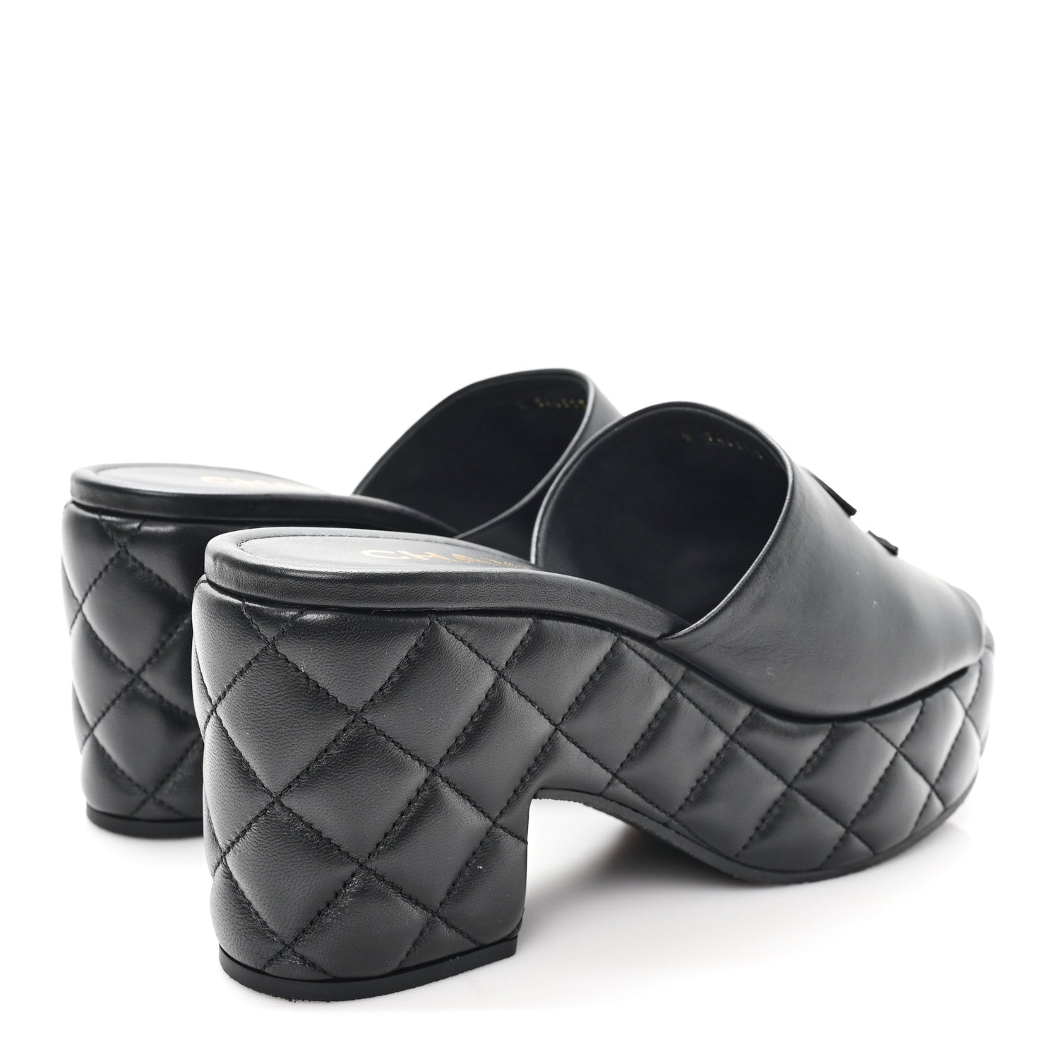 Chanel Lambskin Quilted CC Platform Mules 41 Black 5 of 10
