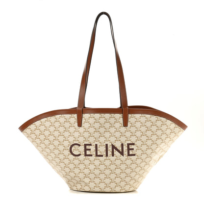 Celine Calfskin Canvas Triomphe Large Couffin White 1 of 11